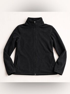 Logo Athletic Black Fleece Jacket XXL Full Zip Mock Neck Cozy Casual